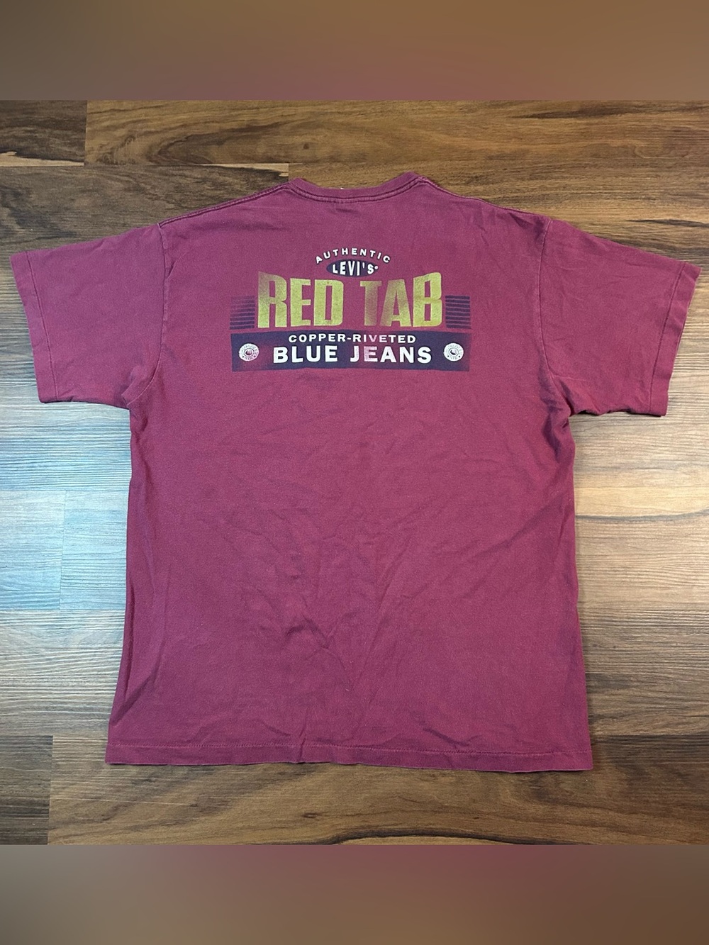 Vintage 90s single stitch made in USA Levi's Graphic Tee in Burgundy